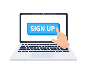 hand pointer clicking on a sign up button vector image