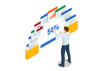 isometric file in database document flow vector image