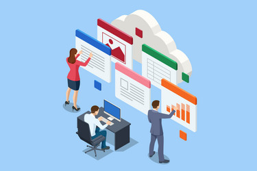 isometric file in database document flow vector image