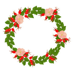 Rosehip Wreath Floral Garland Vector Image