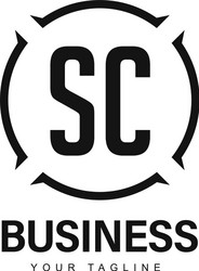 sc initial a logo design with abstract style vector image