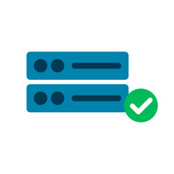 server and check mark icon of hosting process vector image