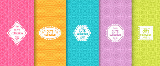 set of cute bright seamless patterns with frames vector image