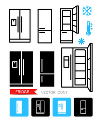 set contour and silhouette icons refrigerator vector