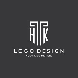 hk monogram initial name with shield shape icon vector image