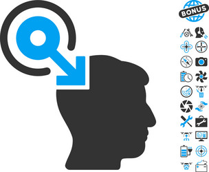 brain interface plug-in icon with copter tools vector image