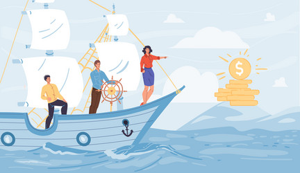 Flat cartoon characters look into distance Vector Image