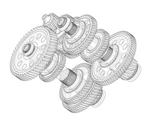 gearbox sketch rendering of 3d vector image