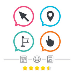 mouse cursor icon hand or flag pointer symbols vector image