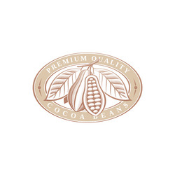 oval label with cocoa beans vector image