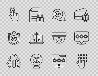 set line smart key password protection check mark vector image