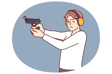 man with gun trains at shooting range to learn how vector image