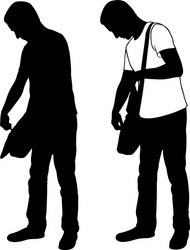 silhouettes of men checking bag Vector Image