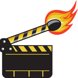 clapper board match stick on fire retro vector