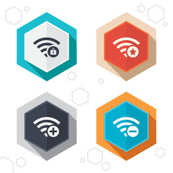 wifi wireless network icons wi-fi add remove vector image