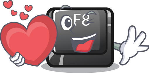 with heart f8 button installed on computer mascot vector image