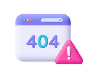 web page with error 404 and attention exclamation vector image