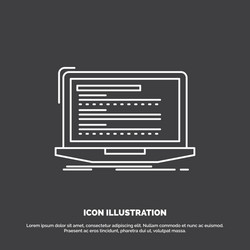 code coding computer monoblock laptop icon line vector image