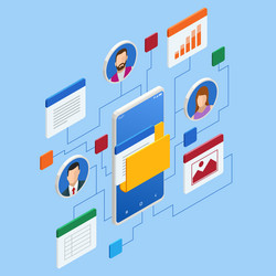 isometric file in database document flow vector image