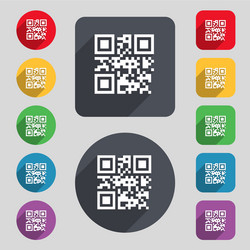 Qr code icon sign a set of 12 colored buttons vector