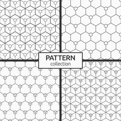 set four abstract seamless hexagons patterns vector image