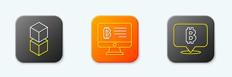 set line blockchain technology mining bitcoin vector image