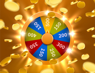 wheel of fortune with falling coins gamble chance vector