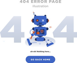 404 Error Page - Broken Robot vector image
