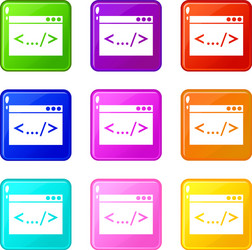 code window icons 9 set vector image