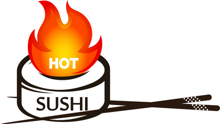 Hot rolls and sushi silhouette vector