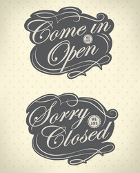open and closed vintage retro signs Vector Image