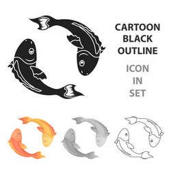 koi fishes icon in cartoon style isolated on white Vector Image