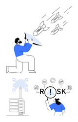 protecting systems from cyberattacks with shield vector image