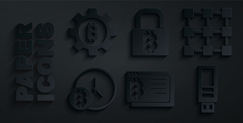 set bitcoin in browser blockchain technology vector image