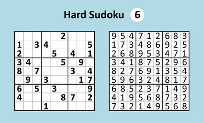 sudoku game with answers hard complexity simple vector image
