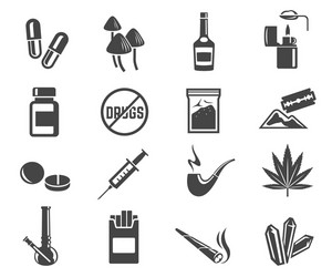 Drug Icon Set - Addictive Substances Vector Image