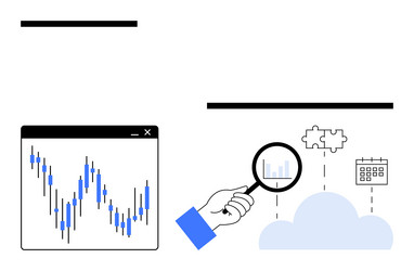 analyzing data trends and integration with cloud vector image