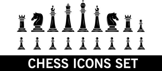 Group chess pieces set icons and lettering vector