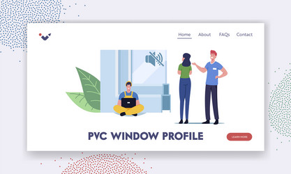 Pvs window profile landing page template tiny vector