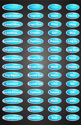 Set of text game buttons in cartoon style vector