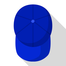 top view of blue baseball cap icon flat style vector