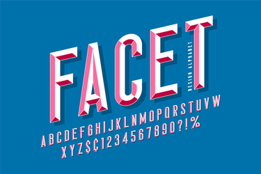 Geometric Facet Alphabet Font Set vector image