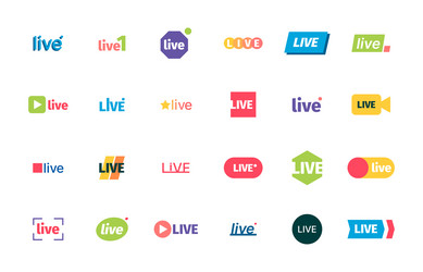 live stream icons broadcasting business red vector