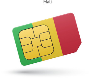 mali mobile phone sim card with flag vector