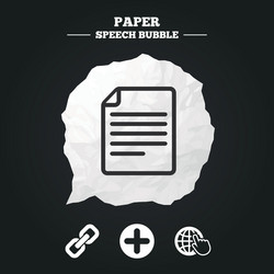 plus circle and hyperlink signs file globe vector image
