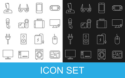 set line gps device with map computer mouse smart vector image