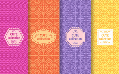 set of cute bright seamless patterns with frames vector image