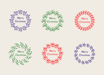 christmas wreath set with winter floral Vector Image