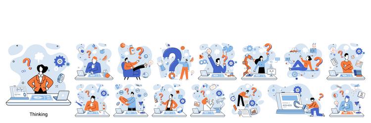 problem solving concept man wondering or thinking vector image