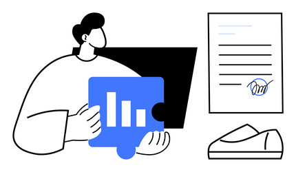 professional completing digital task with graph vector image
